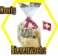 Honig Geschenkset auf Holzherz + Honig + Bienenwachskerze